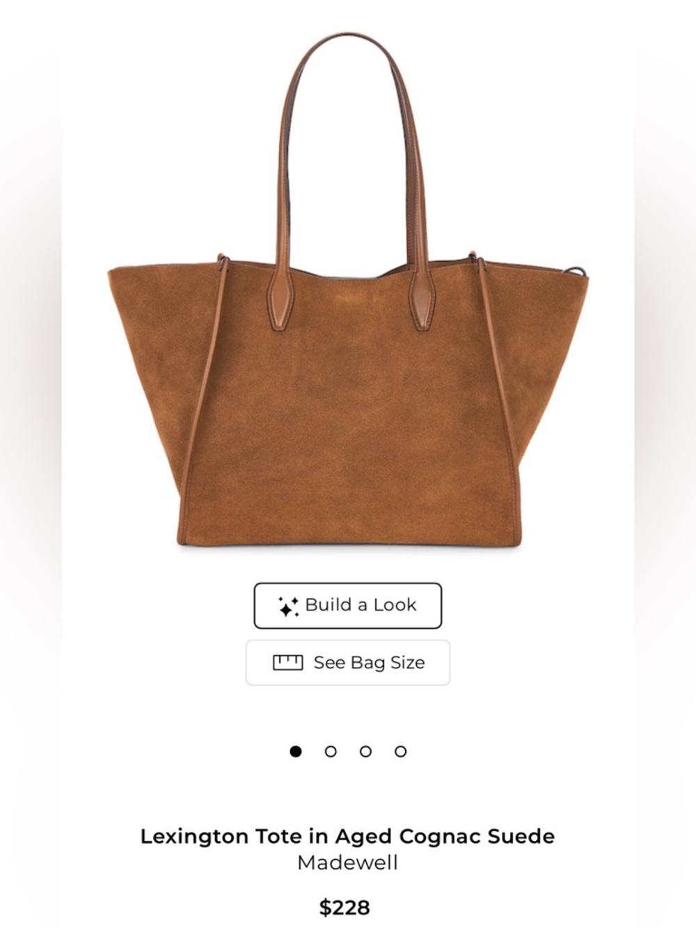 Madewell The Lexington Oversized Suede Tote Brown Cognac Like New